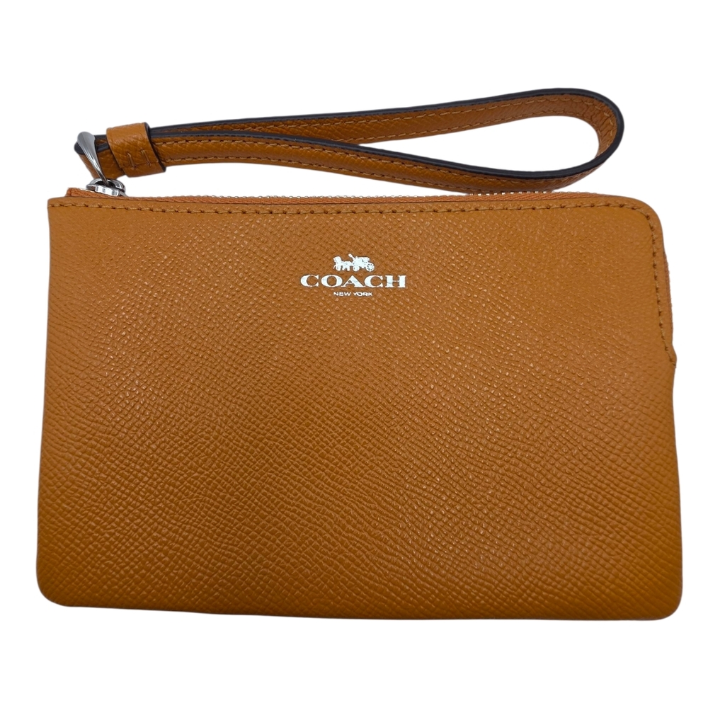 Coach Wristlet Orange Corner Zip